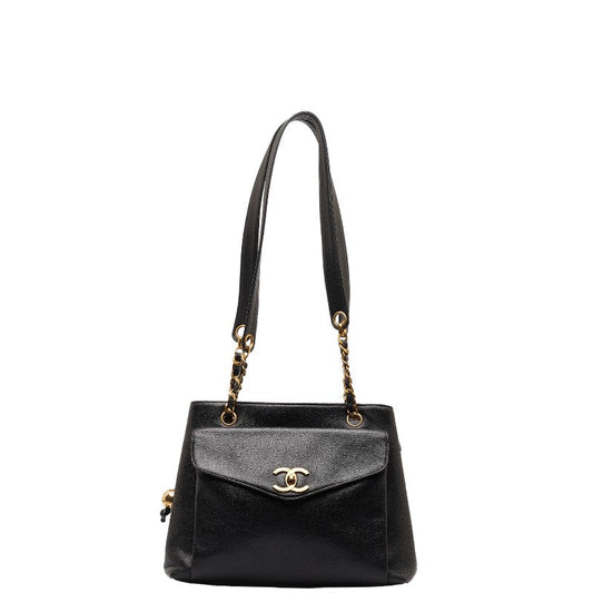 Chanel Coco Chain Shoulder Bag A08036 Black Caviar S  Chanel