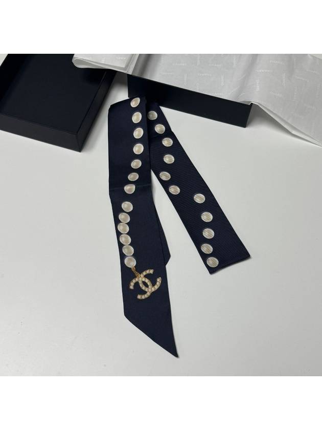 Slim Bandeau Silk Twill & Navy Chanel