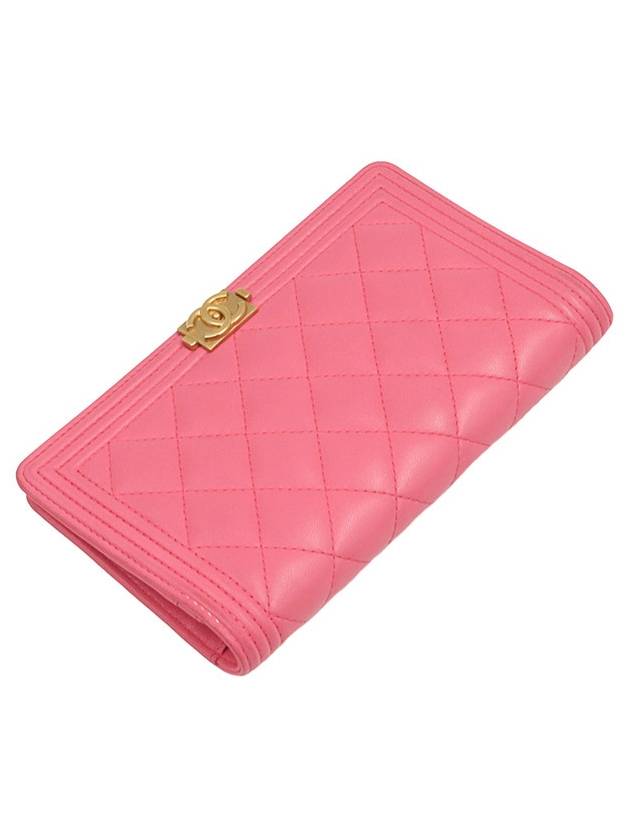 Pink Lambskin Boy Long Flap Wallet 22nd A80285 Chanel