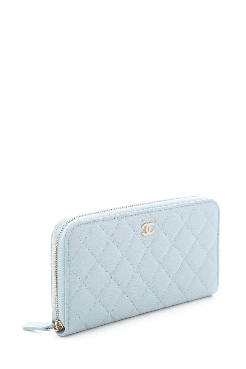 Chanel 2022 Blue Caviar Quilted Wallet