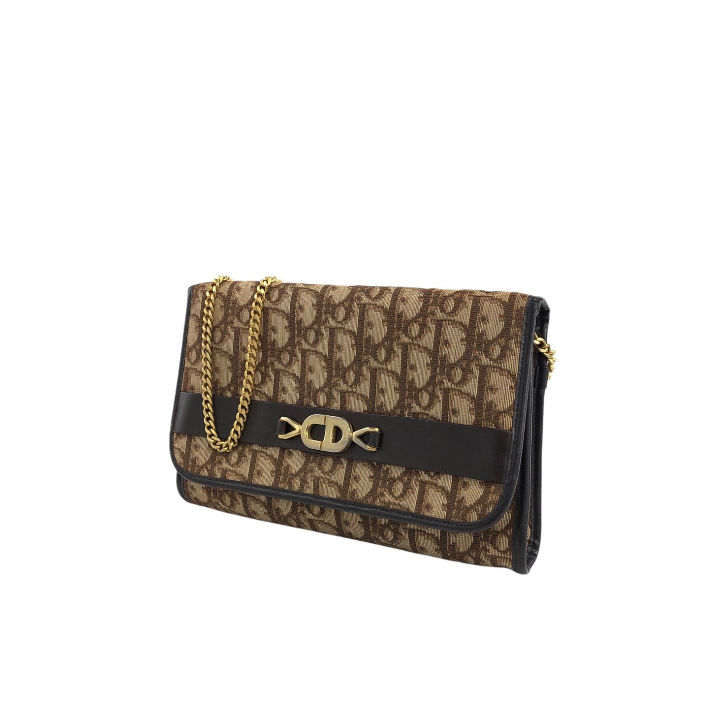 Christian Dior Trotter Chain Shoulder bag Brown Vintage mdfdd4