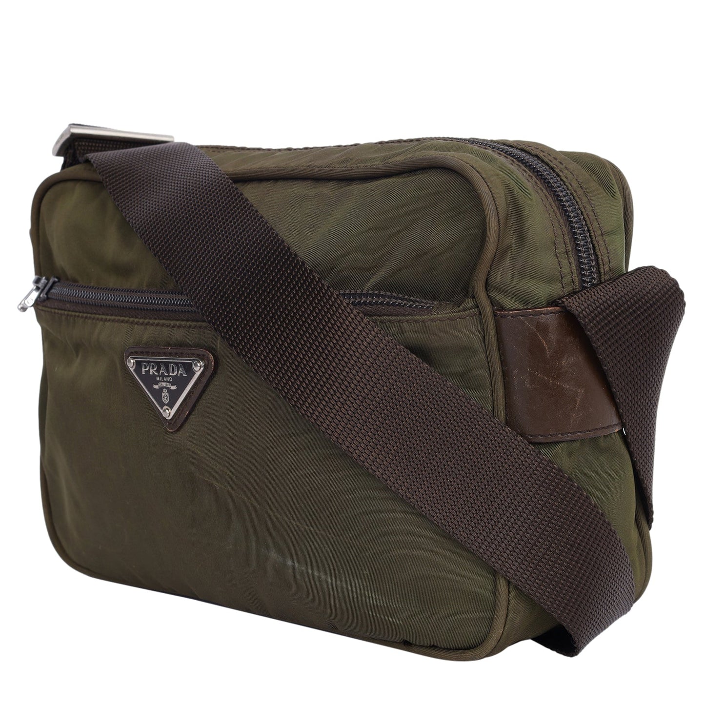 Re-Nylon Logo Crossbody Bag Brown ( )