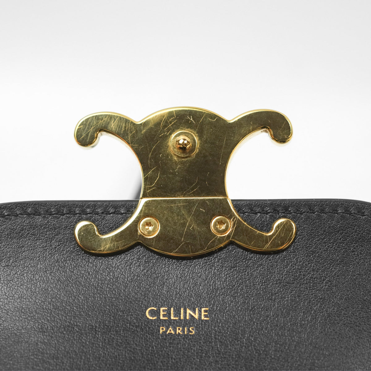 Celine Mini Triomphe Shiny Calfskin Black