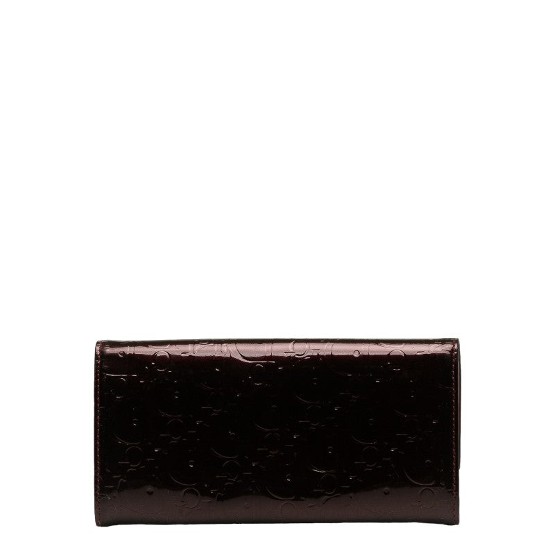 DIOR Trotter Long Wallet Bordeaux Wine Red Enamel