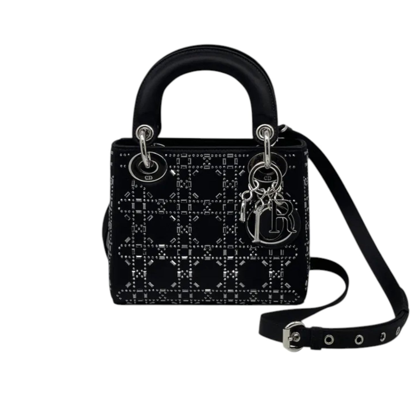 Lady Dior Mini Satin Crystal Cannage Black SHW