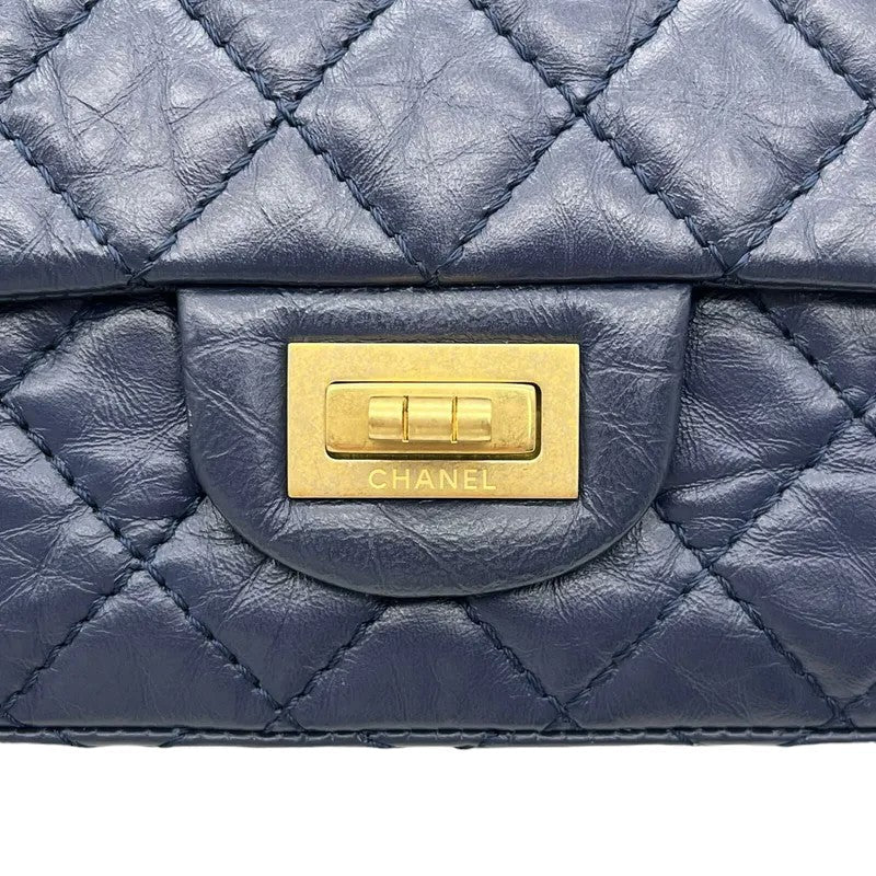 2.55 Reissue Flap Mini Aged Calfskin Quilted Navy Blue