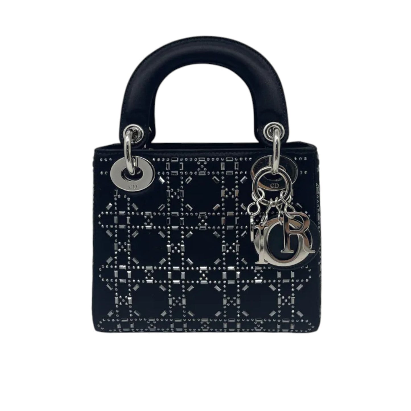 Lady Dior Mini Satin Crystal Cannage Black SHW