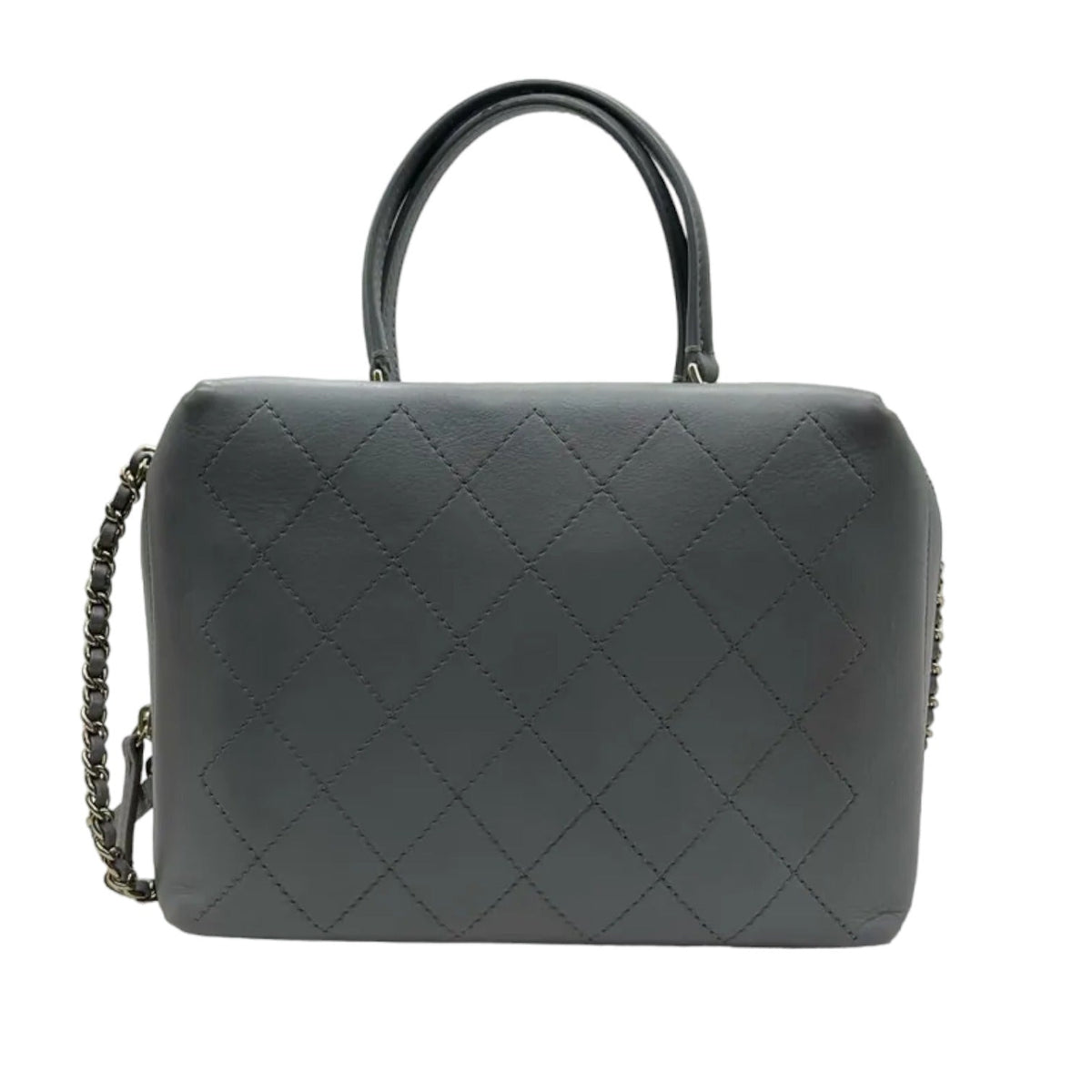 Enamel CC Vanity Bowling Caviar Quilted Grey GHW