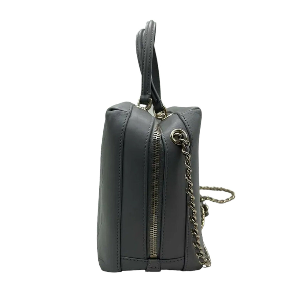 Enamel CC Vanity Bowling Caviar Quilted Grey GHW