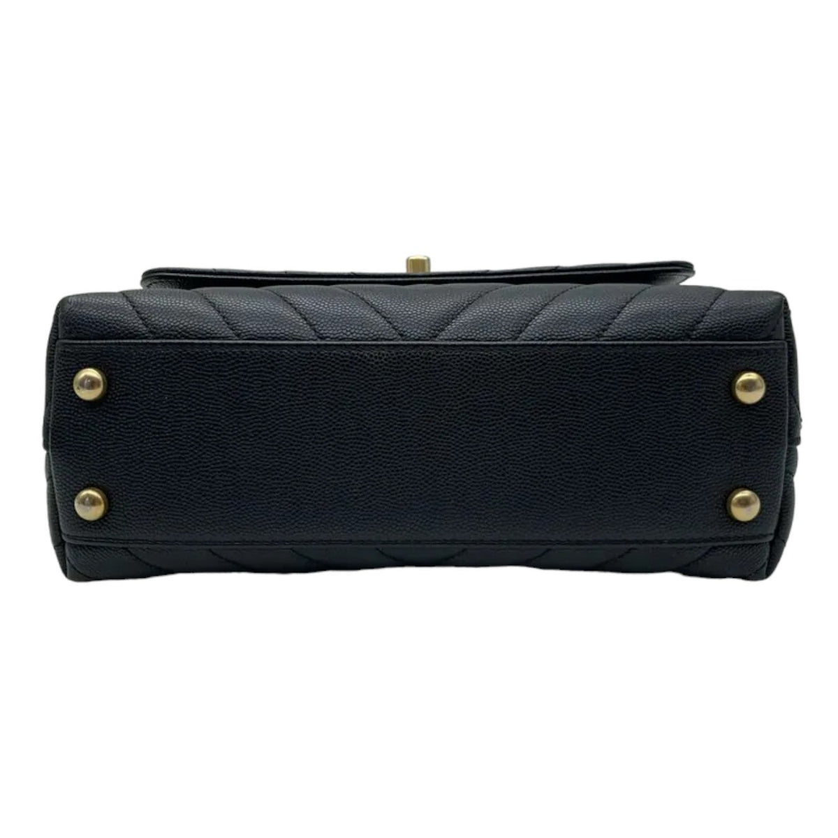 Coco Handle Flap Small Caviar Chevron Quilted Black GHW