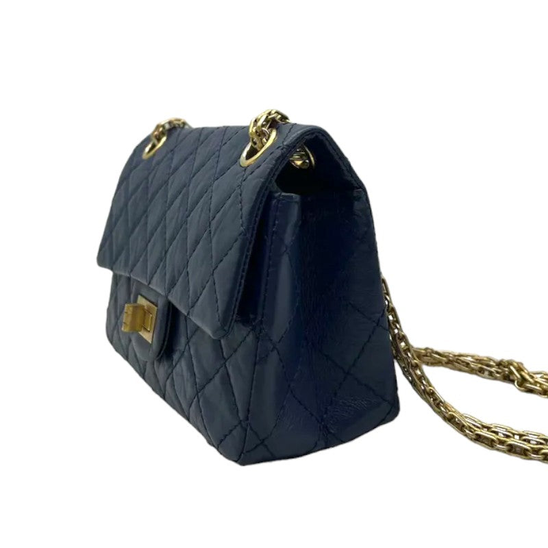 2.55 Reissue Flap Mini Aged Calfskin Quilted Navy Blue