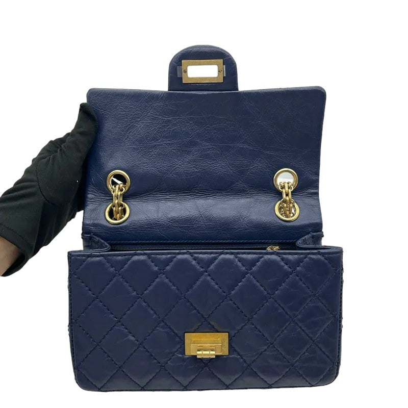2.55 Reissue Flap Mini Aged Calfskin Quilted Navy Blue
