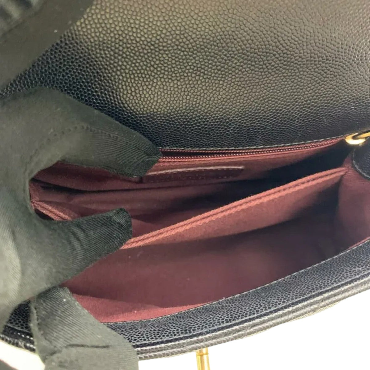 Coco Handle Flap Small Caviar Chevron Quilted Black GHW
