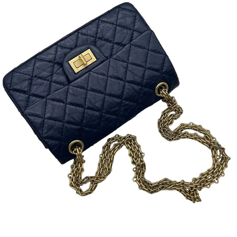 2.55 Reissue Flap Mini Aged Calfskin Quilted Navy Blue