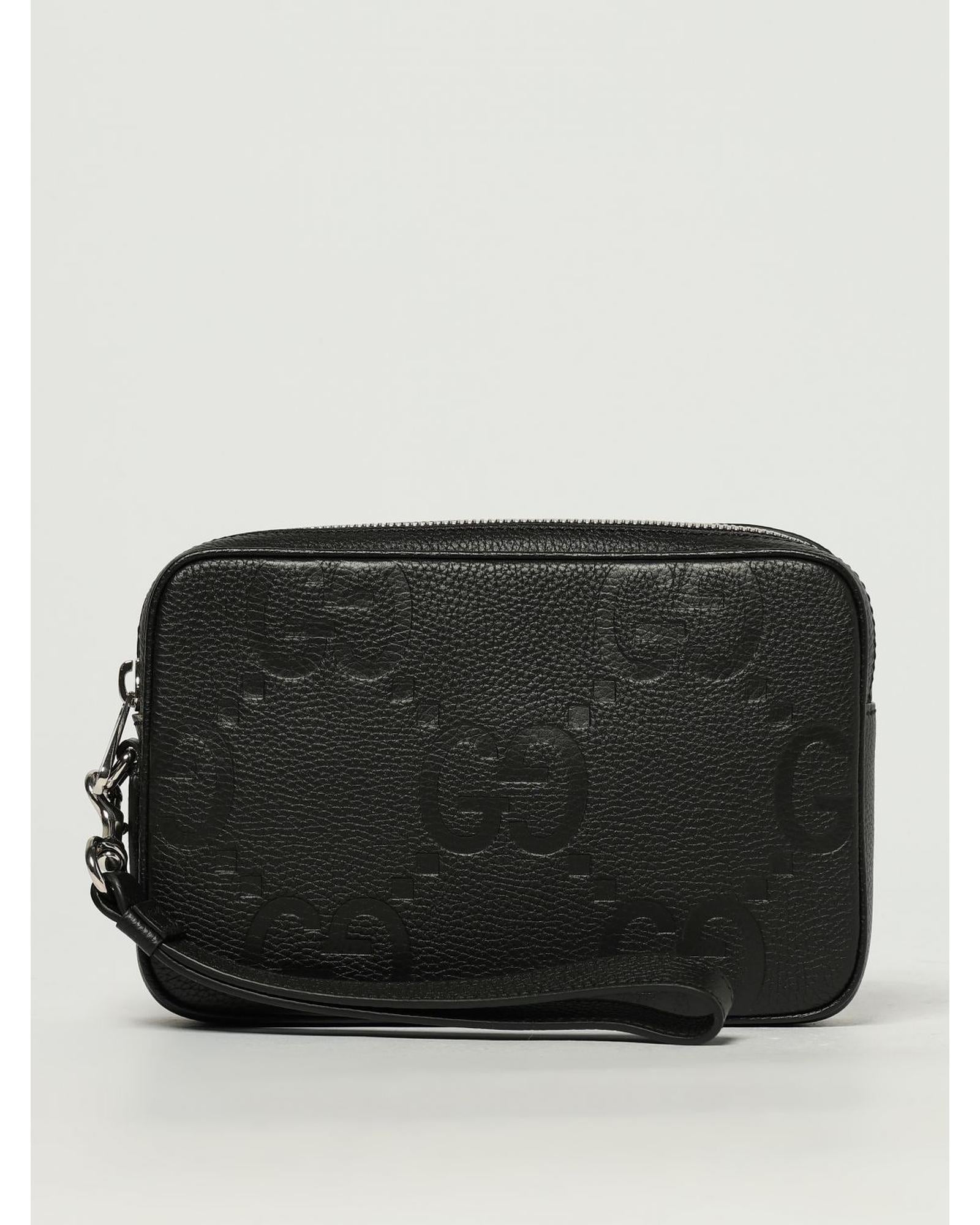 Gucci Clutch Zip Closure Men Black Briefcases ONE SIZE Black