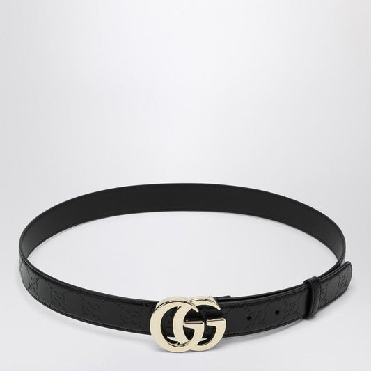 Gucci Gg Milano Black Leather Belt Women