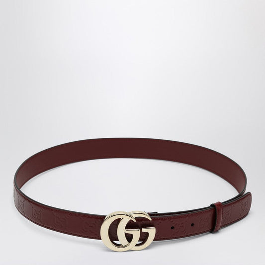 Gucci Gg Milano Rosso Ancora Leather Belt Women