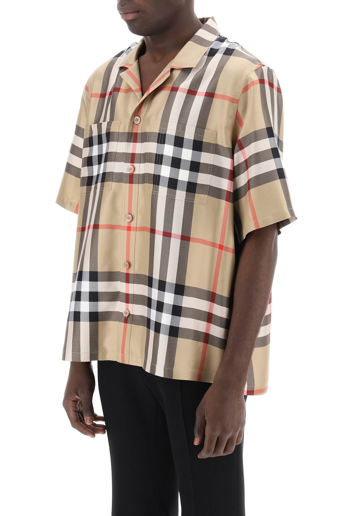 Burberry Bowling Shirt In Tartan Silk Men