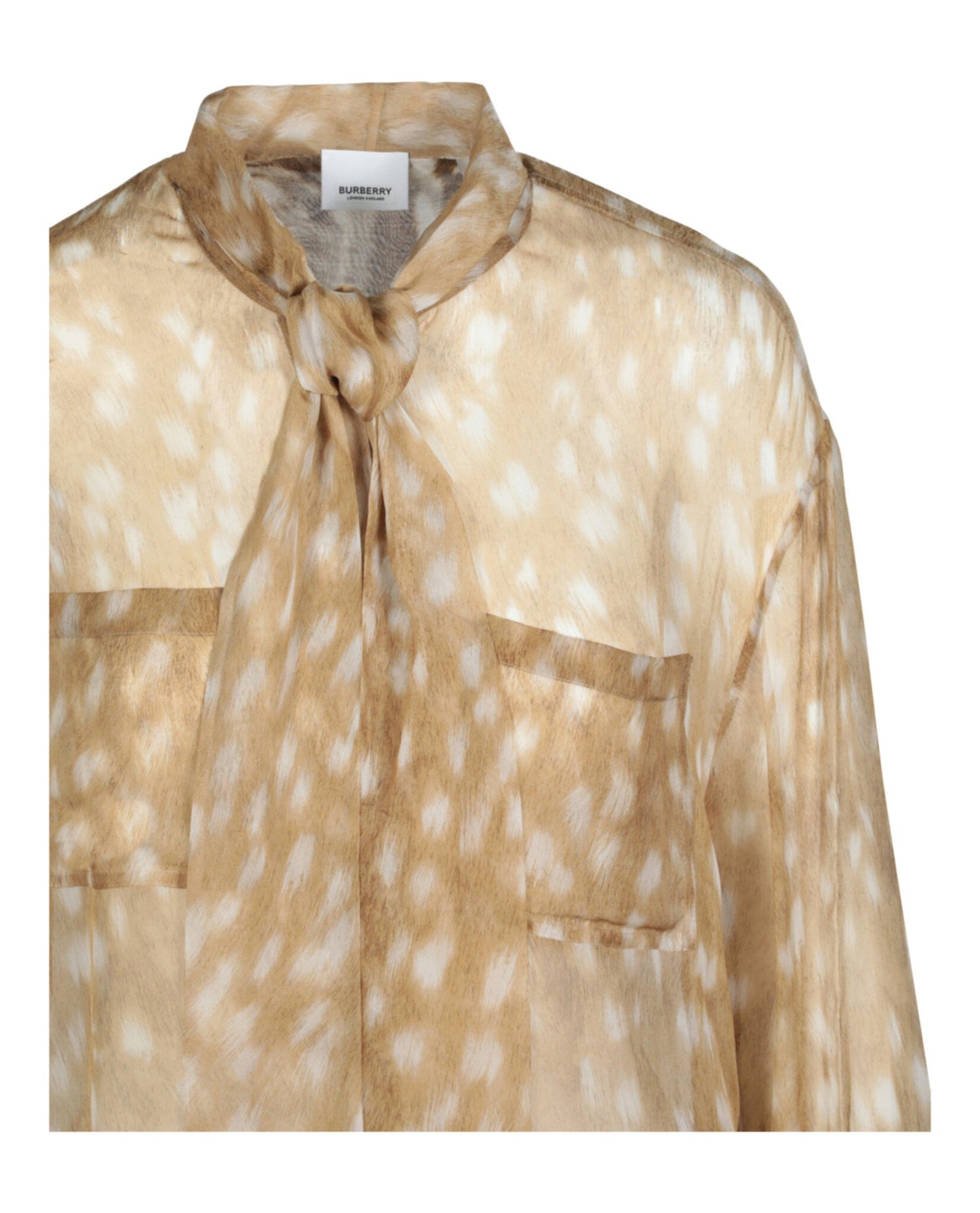 Burberry Womens Tied Deer-Printed Silk Blouse