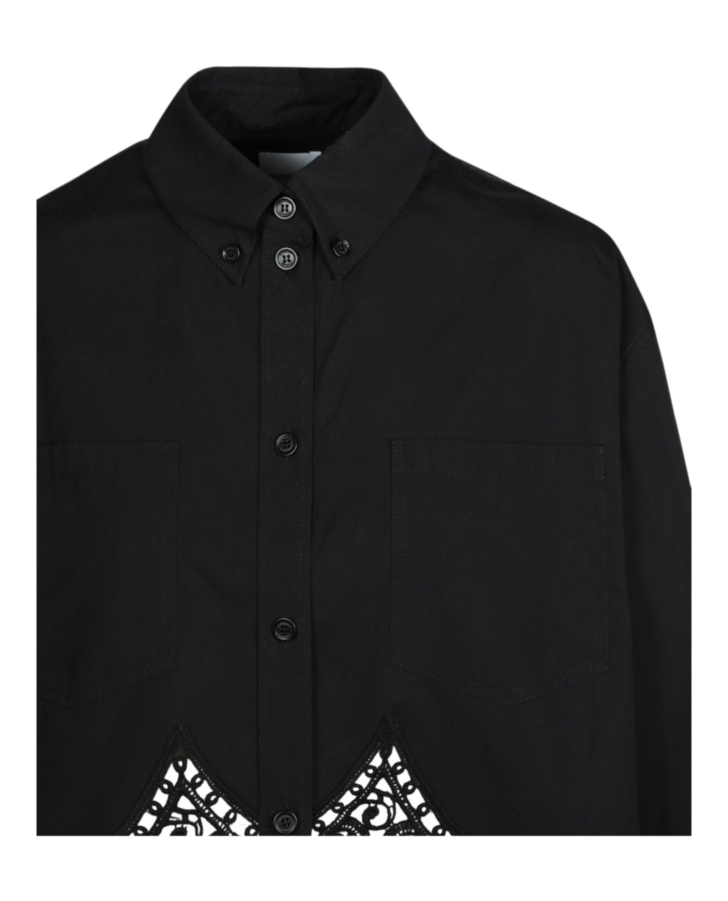 Burberry Womens Cropped Lace Hem Blouse