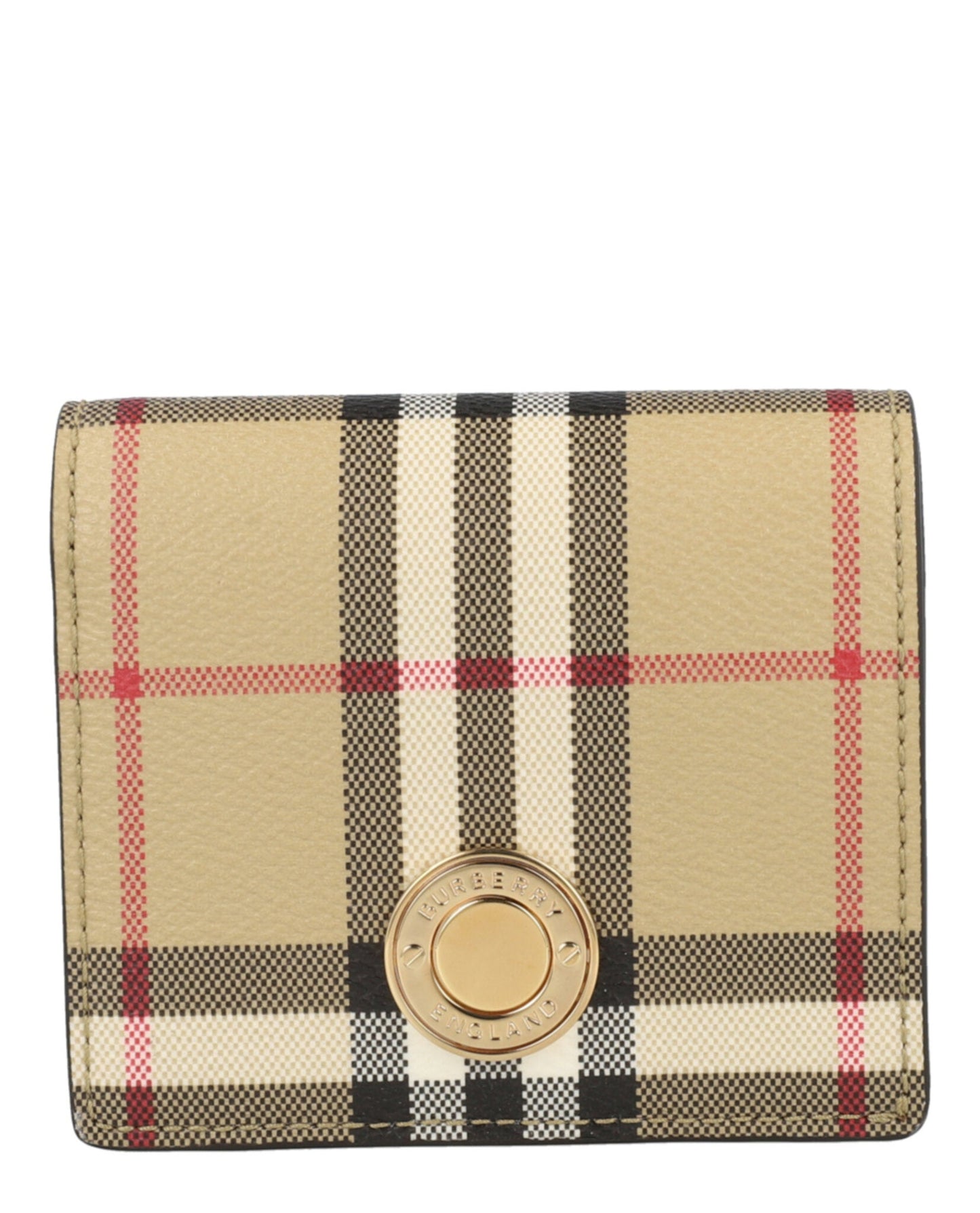Burberry Womens Small Check Bifold Wallet ONE SIZE Archive Beige