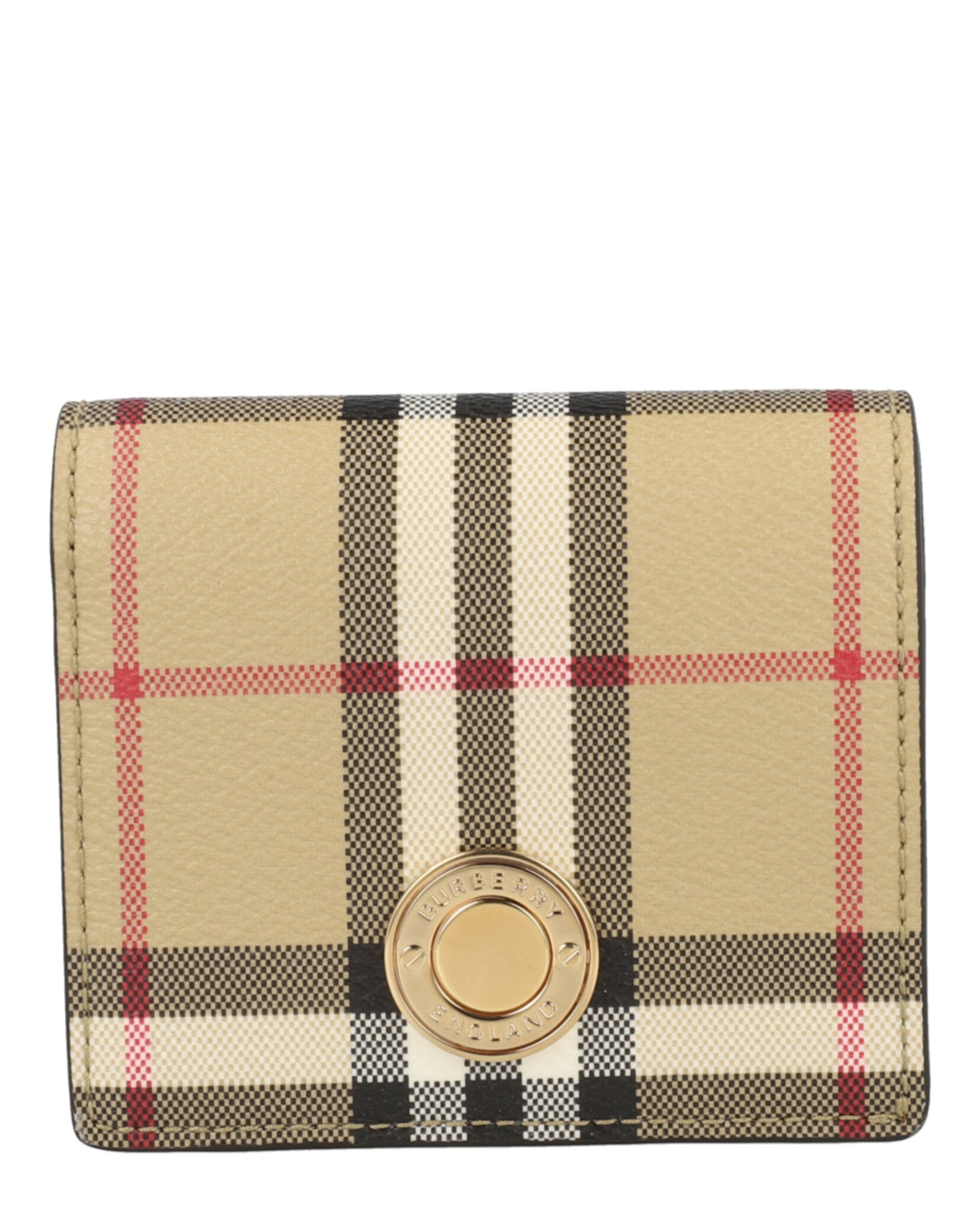Burberry Womens Small Check Bifold Wallet ONE SIZE Archive Beige