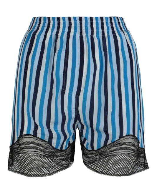 Burberry Womens Lace-Trim Stripe Silk Shorts Multi