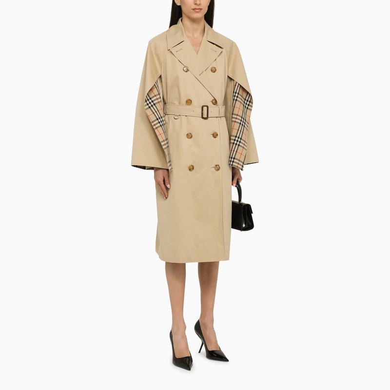 Burberry Honey Cotton Double-Breasted Trench Coat Women