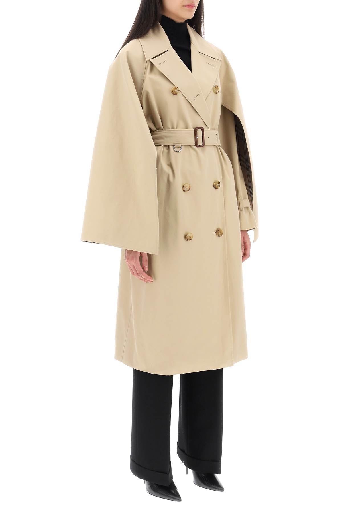 Burberry 'Ness' Double-Breasted Raincoat In Cotton Gabardine Women