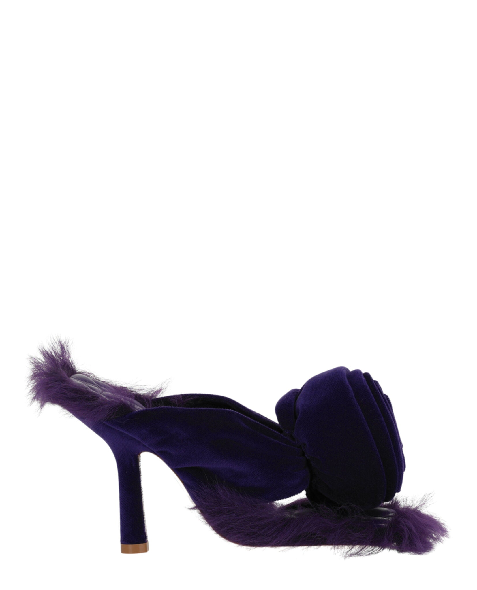 Burberry Womens Step Rose Velvet Heeled Sandals Purple