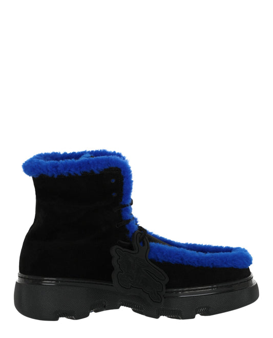 Burberry Mens Creeper Shearling Boots Black Multi