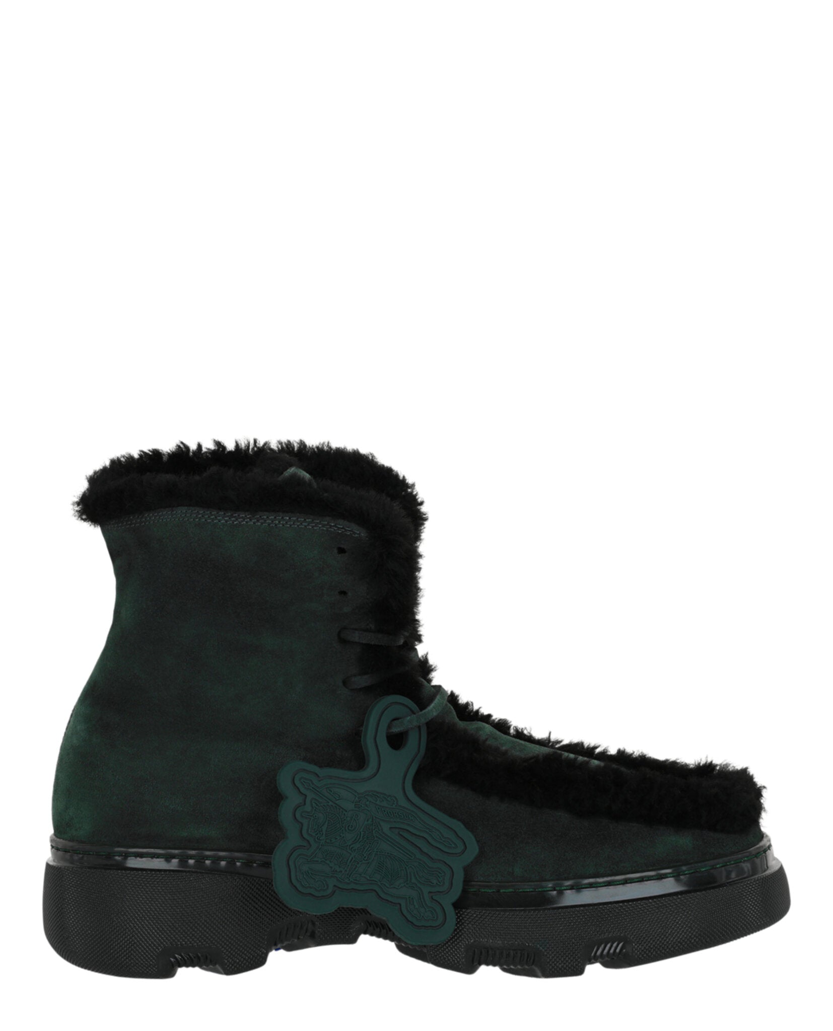 Burberry Mens Creeper Shearling Boots Green Black