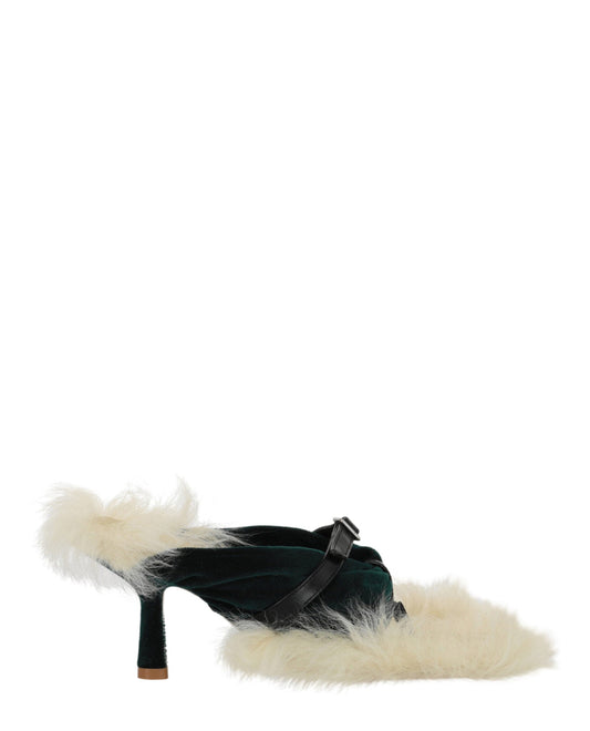 Burberry Womens Step Post Heel Sandals Green White