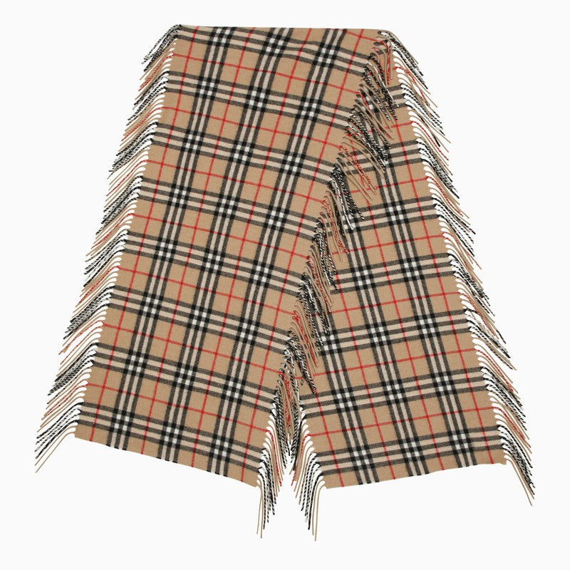 Burberry Beige Cashmere Check Scarf Women