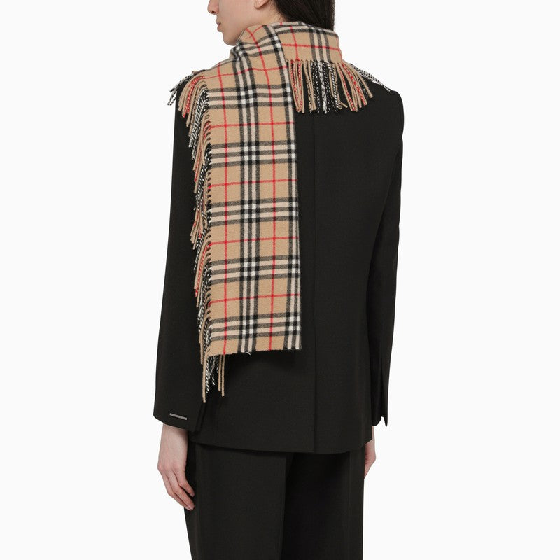 Burberry Beige Cashmere Check Scarf Women