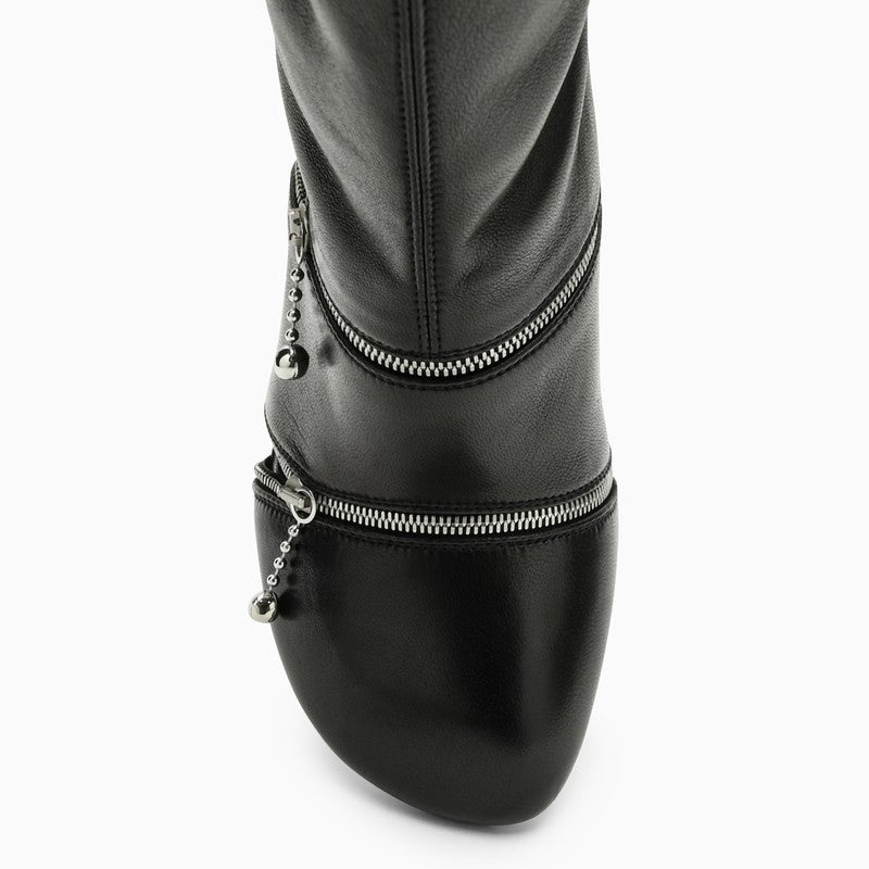 Burberry Black Leather Peep Boot With Zips Women