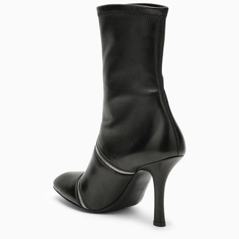 Burberry Black Leather Peep Boot With Zips Women