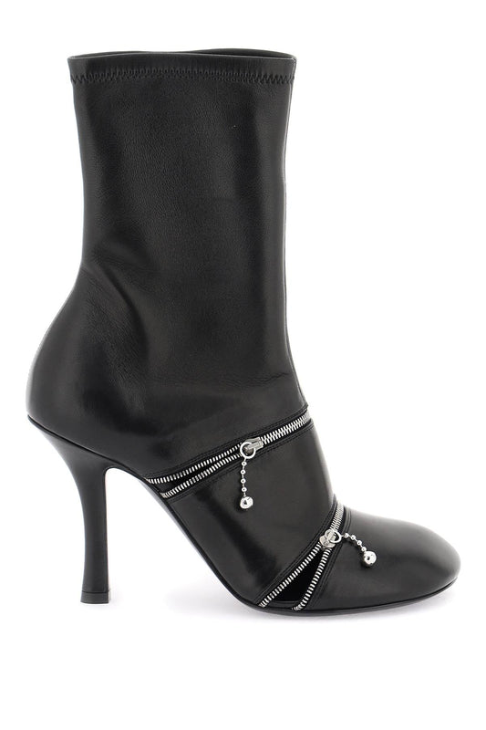 Burberry Leather Peep Ankle Boots Women