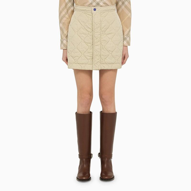 Burberry Beige Quilted Nylon Miniskirt Women