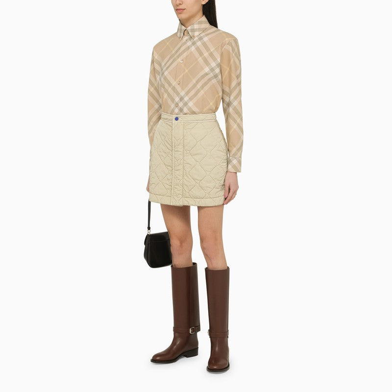 Burberry Beige Quilted Nylon Miniskirt Women