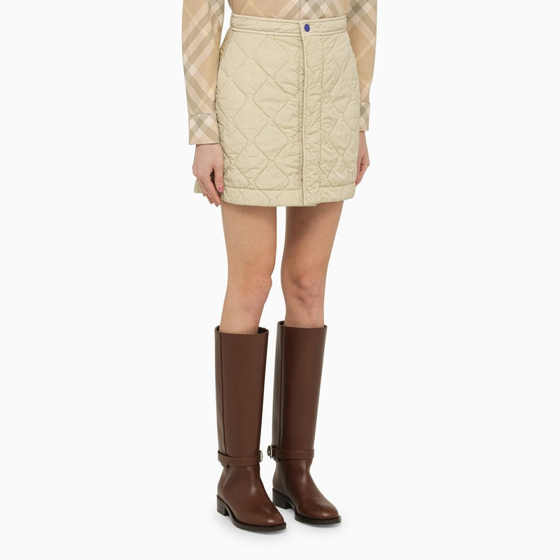 Burberry Beige Quilted Nylon Miniskirt Women