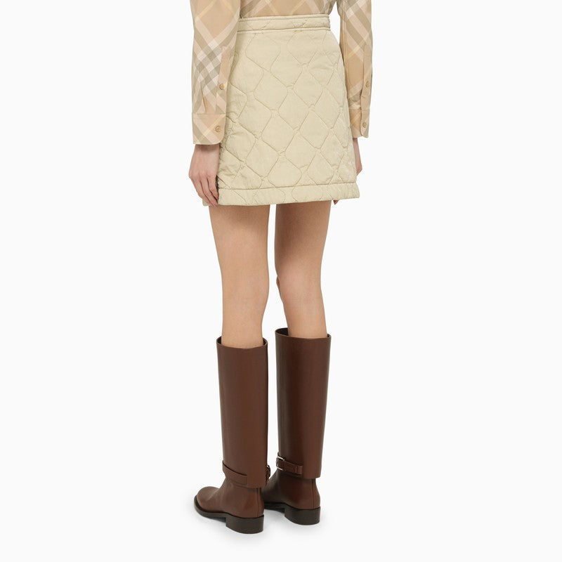 Burberry Beige Quilted Nylon Miniskirt Women