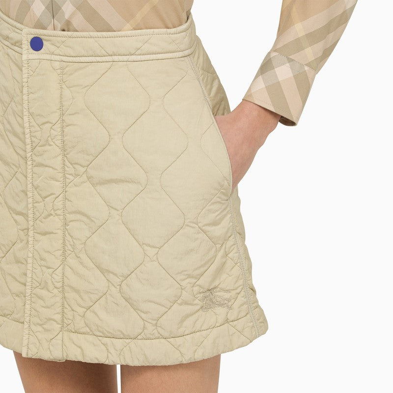 Burberry Beige Quilted Nylon Miniskirt Women