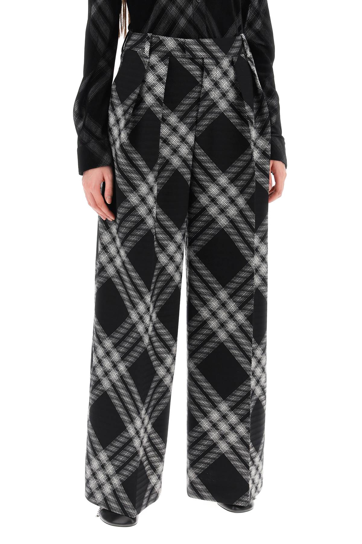 Burberry Double Pleated Checkered Palazzo Pants Women