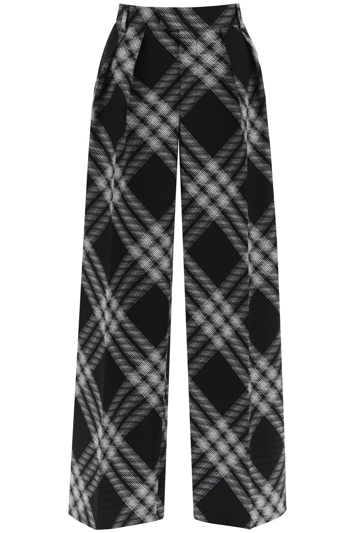 Burberry Double Pleated Checkered Palazzo Pants Women