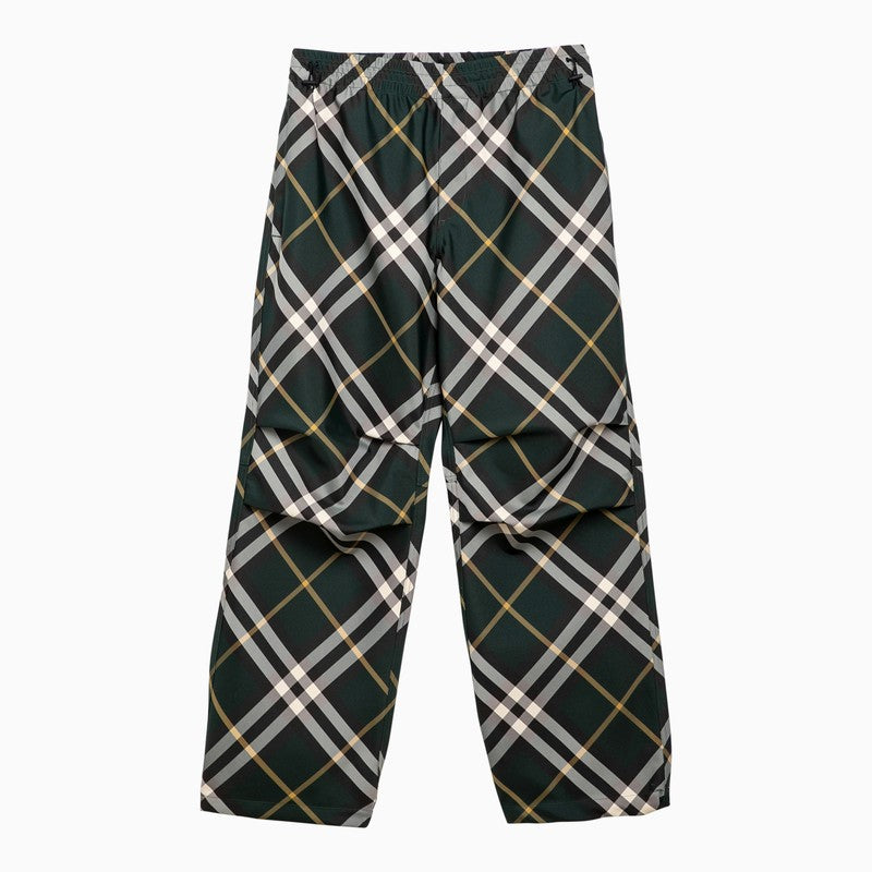 Burberry Green Trousers With Check Pattern Men