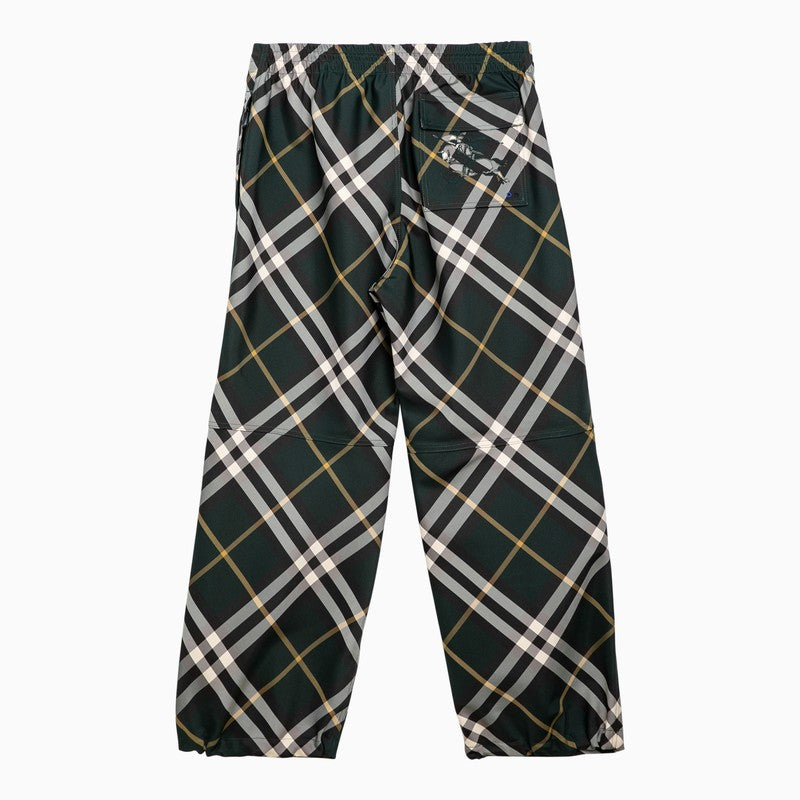 Burberry Green Trousers With Check Pattern Men