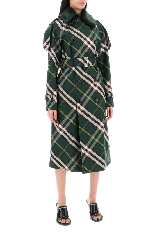 Burberry Kensington Trench Coat With Check Pattern Women