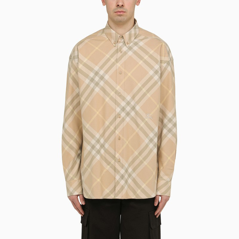 Burberry Check Pattern Button-Down Shirt In Cotton Men