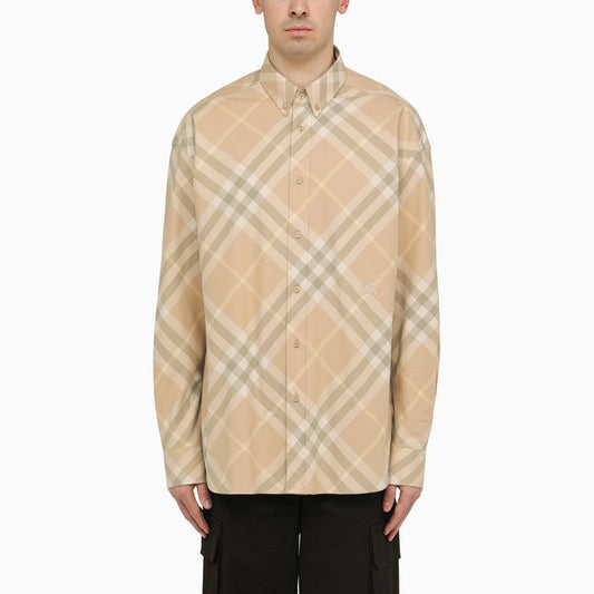 Burberry Check Pattern Button-Down Shirt In Cotton Men